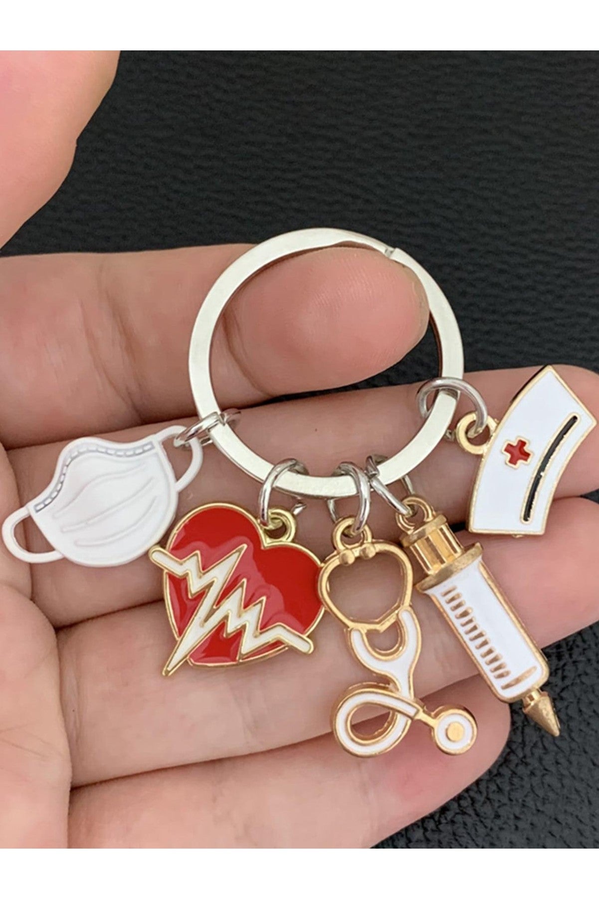 Nurse Doctor Key Ring Syringe Needle Stethoscope Key Ring Bag Accessories Bag Charms Gifts Valentine'S Day Stylish Trendy For Teen Girls Women College Students Teacher White-Collar Workers Rookies