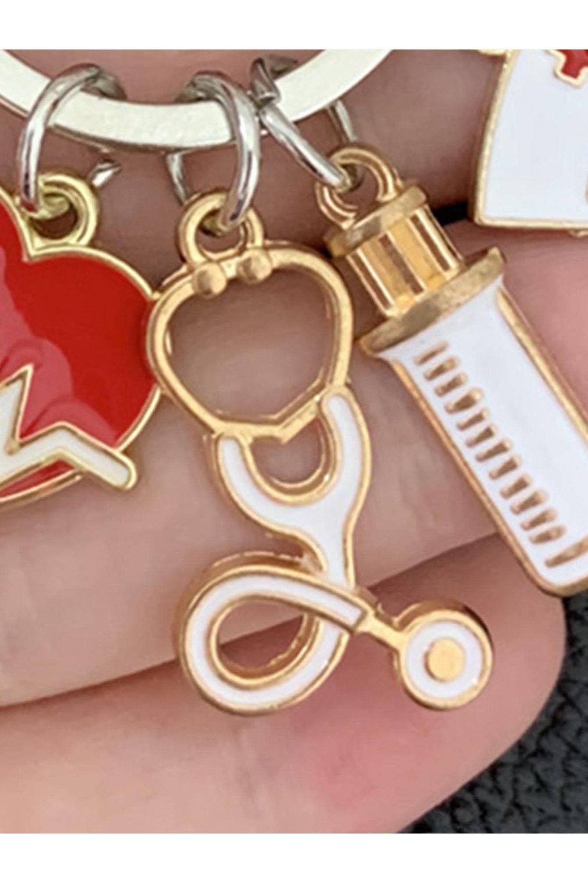 Nurse Doctor Key Ring Syringe Needle Stethoscope Key Ring Bag Accessories Bag Charms Gifts Valentine'S Day Stylish Trendy For Teen Girls Women College Students Teacher White-Collar Workers Rookies