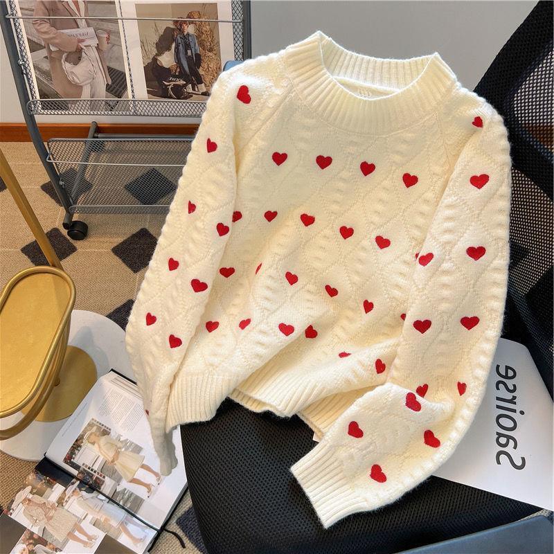 Heart Printing Cable-knit Sweater Women - HEPSIBAH SHOP