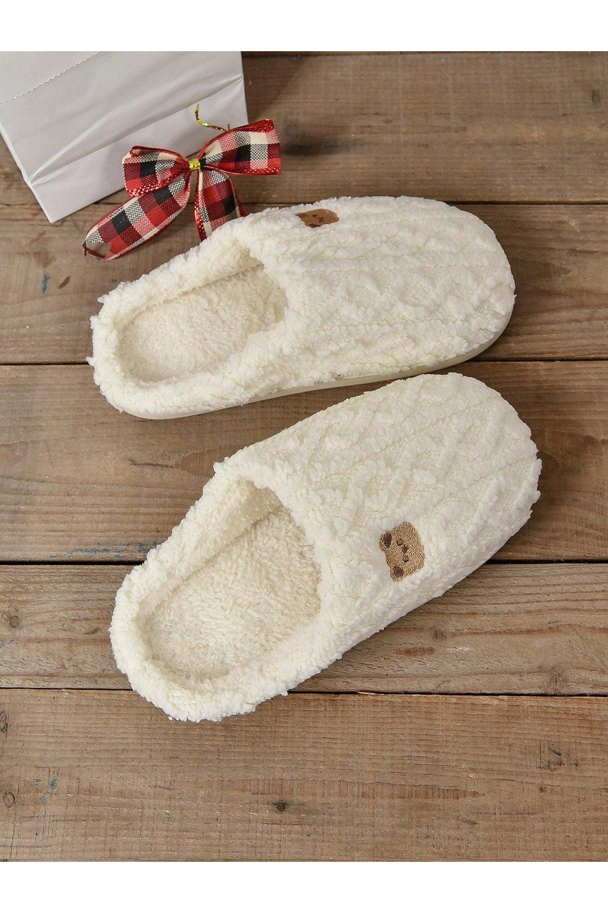 Women's Warm Indoor Slippers, Thick Sole Non-Slip Gray Fluffy Winter House Slippers