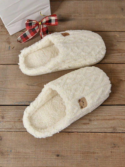 Women's Warm Indoor Slippers, Thick Sole Non-Slip Gray Fluffy Winter House Slippers