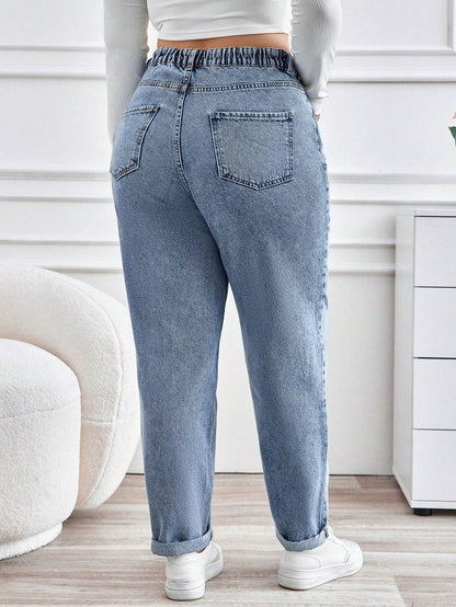 Cottnline Plus Size Casual Tapered Jeans