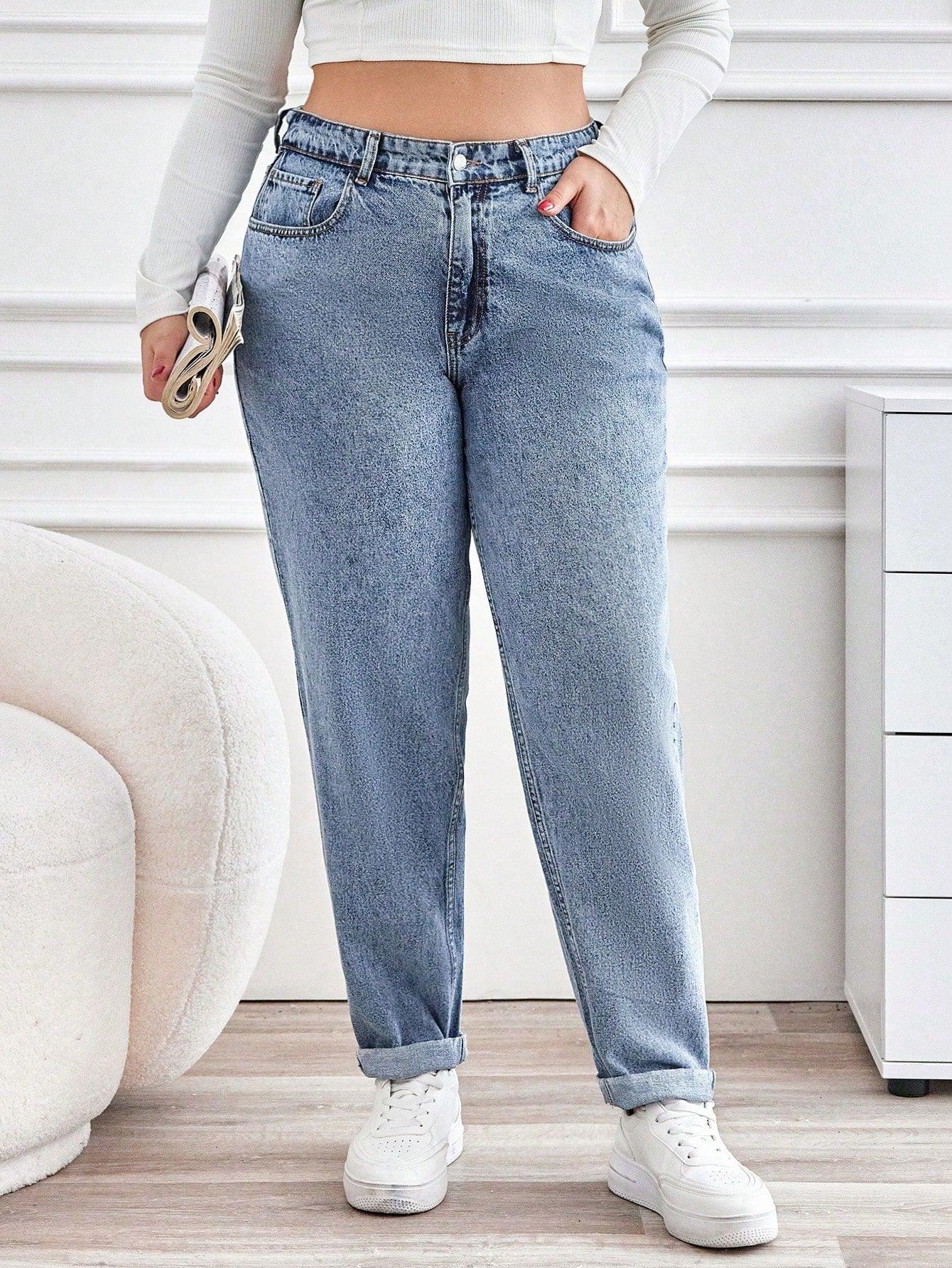 Cottnline Plus Size Casual Tapered Jeans