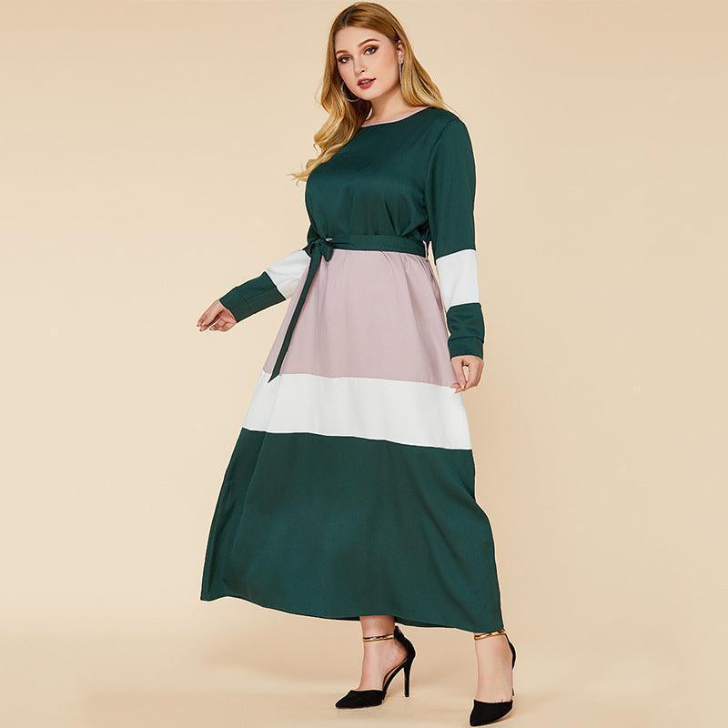 Plus Size Women's Color Matching Dresses - HEPSIBAH SHOP