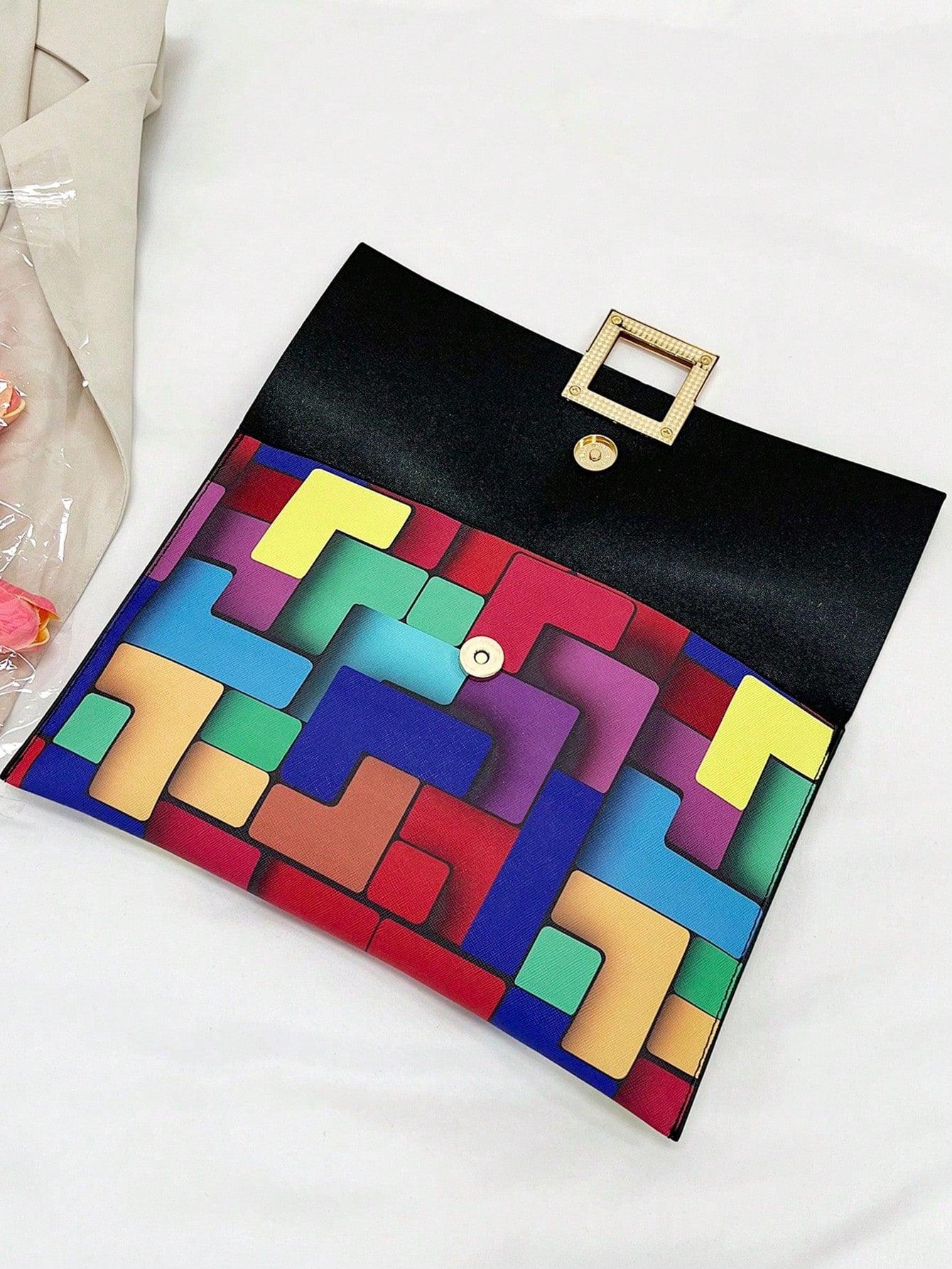 Dedoo Fashion Trend New Colorful Patterns   Anti-Theft Lock Design, Can Be Used For Daily Shopping Collection Of Mobile Phones, Change, Cards And Other Uses, Envelope Hand Bag.