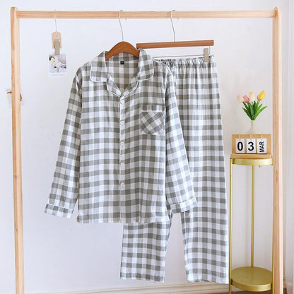 Couple's Cotton Long-sleeved Pajamas - HEPSIBAH SHOP