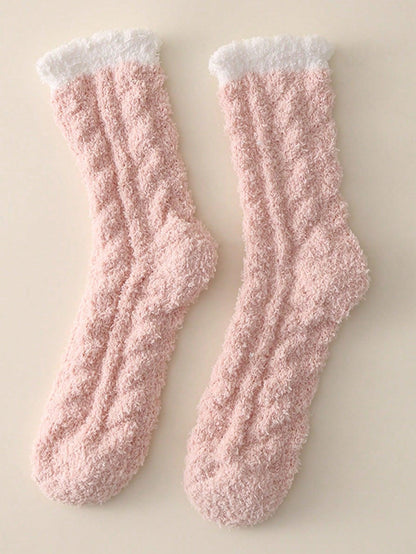 ROMWE Kawaii 3pairs Random Color Fuzzy Crew Socks