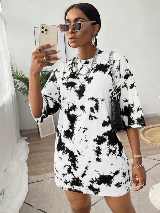 Ladies Printed Round Neck Fashionable Dress