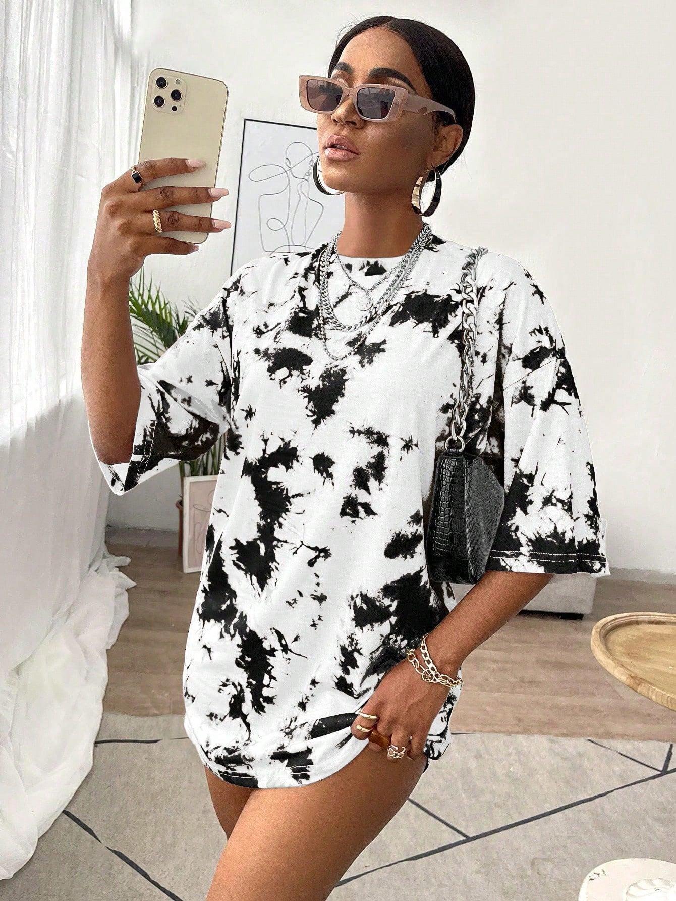 Ladies Printed Round Neck Fashionable Dress