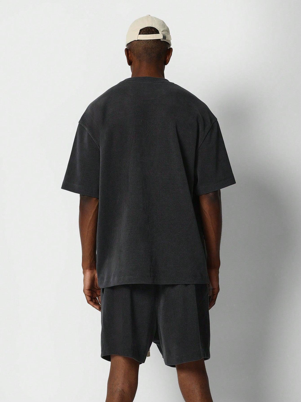 SUMWON Textured Tee With Short 2 Piece Set