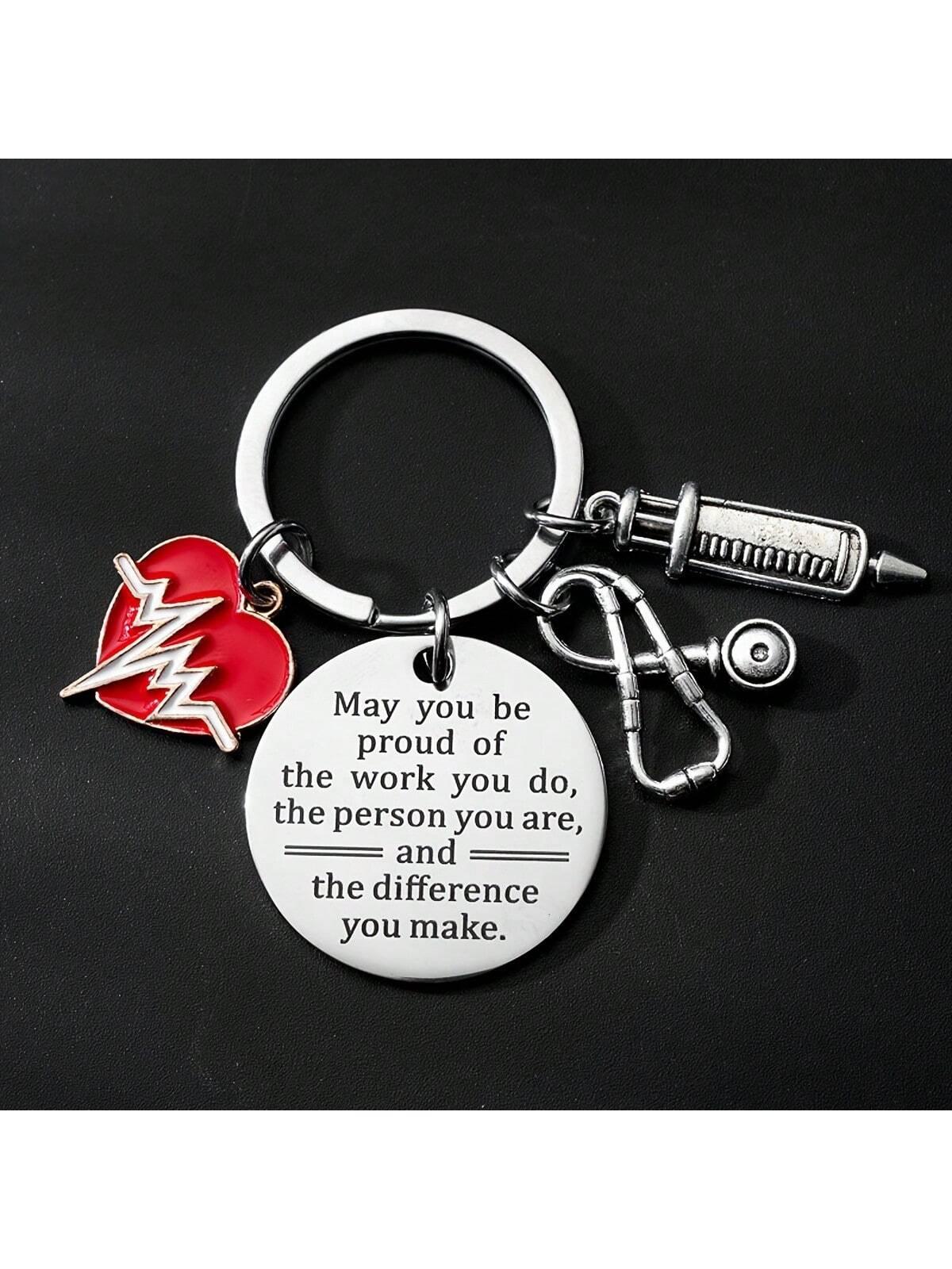 1pc Nurse/Doctor Colleague Gift ECG Heartbeat Graduation Appreciation Stainless Steel Keychain