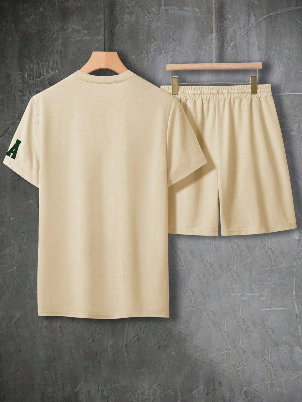 Manfinity Homme Men's Summer Letter Printed Round Neck Short Sleeve Casual T-Shirt And Drawstring Waist Shorts Set