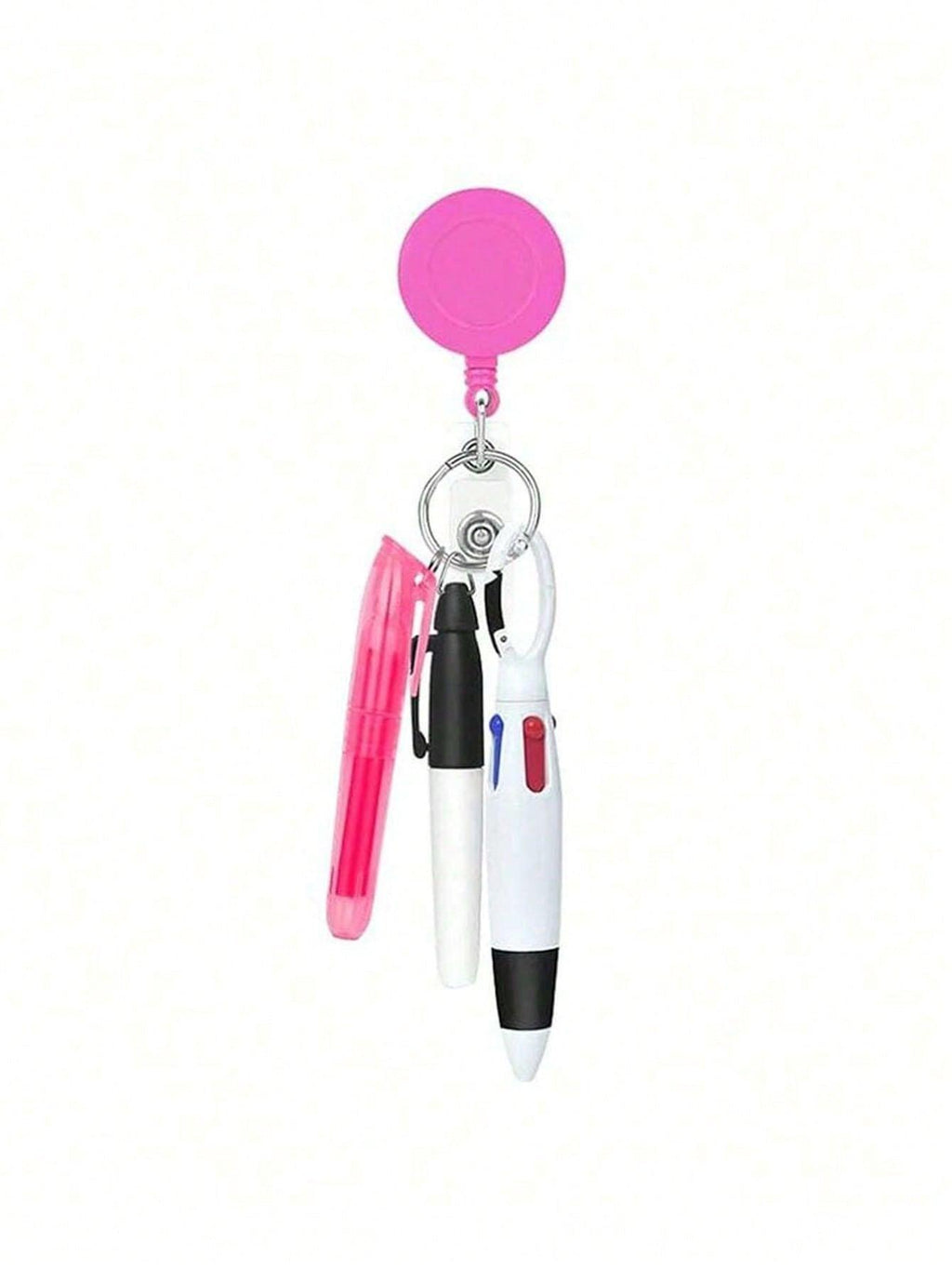 4Pcs/Set Nurse Pen Set Nurse Pens For Badge Set,Include 1 Tip Highlighter 1 Permanent Marker Pen 1 Retractable Ballpoint Pen 1 Nurse Badge Clip Retractable ID Name Reel