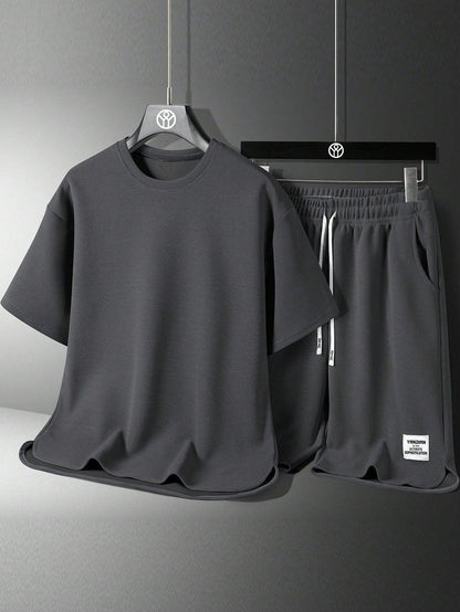 Men's Fashion Solid Color Short Sleeve T-Shirt Shorts Set