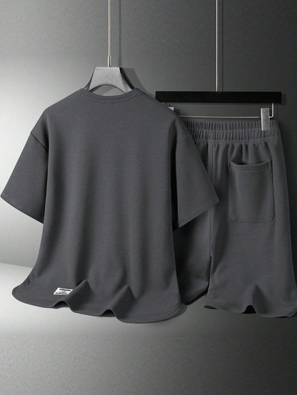 Men's Fashion Solid Color Short Sleeve T-Shirt Shorts Set