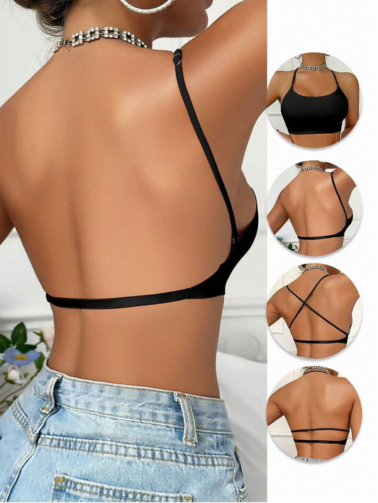 Sexy Backless Seamless Bra, Bridal Lingerie, Women Breathable Bra Cups With Adjustable Straps