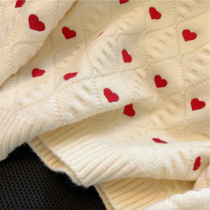 Heart Printing Cable-knit Sweater Women - HEPSIBAH SHOP