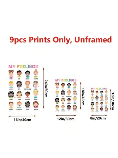 BAEMEFLE 9Pcs/1Pc Calming Corner Posters For Teachers, Emotion And Feelings Educational Charts, Growth Mindset