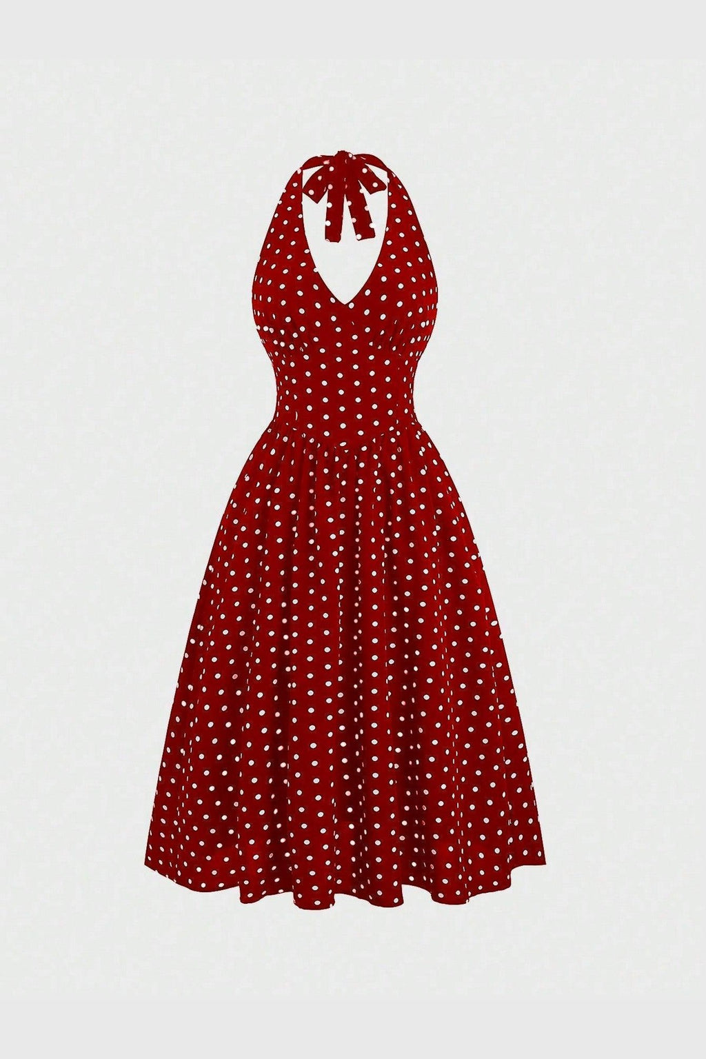 Sweetro Women Summer Casual Holiday Polka Dot Print Halter Backless Dress