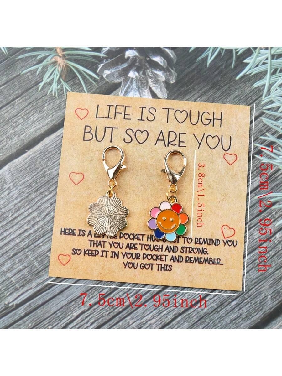 1/2pcs Sunflower Pocket Hug, Holiday Gift, Birthday Gift, Encouragement Note Cards, Unique Birthday, Back To School, Halloween, Christmas Gifts, Miss You Treasures, Thank You Keychain Gifts For Women Men Leaving Gifts Nurse Teacher Mentor