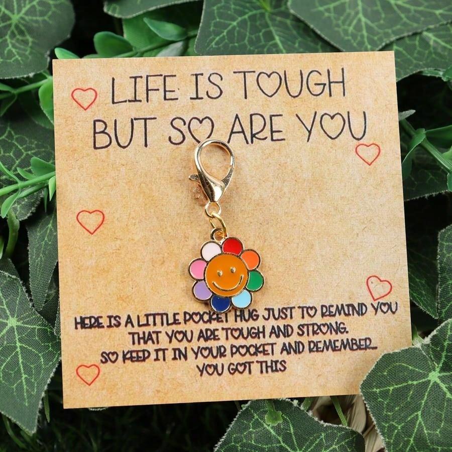 1/2pcs Sunflower Pocket Hug, Holiday Gift, Birthday Gift, Encouragement Note Cards, Unique Birthday, Back To School, Halloween, Christmas Gifts, Miss You Treasures, Thank You Keychain Gifts For Women Men Leaving Gifts Nurse Teacher Mentor