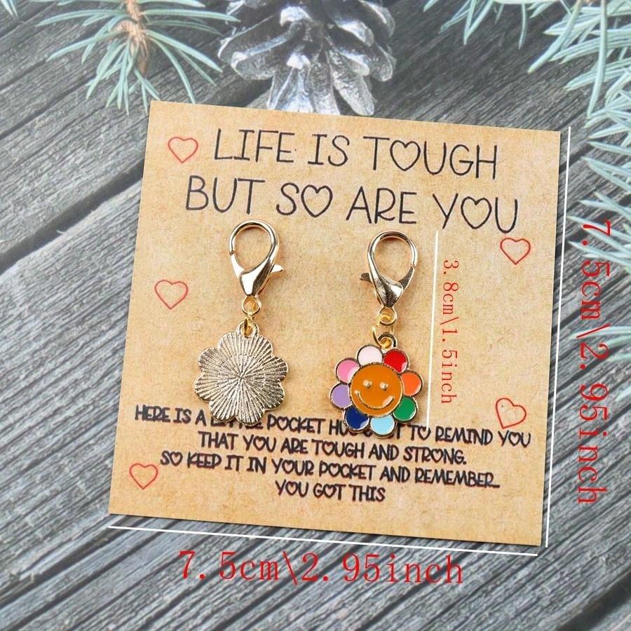 1/2pcs Sunflower Pocket Hug, Holiday Gift, Birthday Gift, Encouragement Note Cards, Unique Birthday, Back To School, Halloween, Christmas Gifts, Miss You Treasures, Thank You Keychain Gifts For Women Men Leaving Gifts Nurse Teacher Mentor