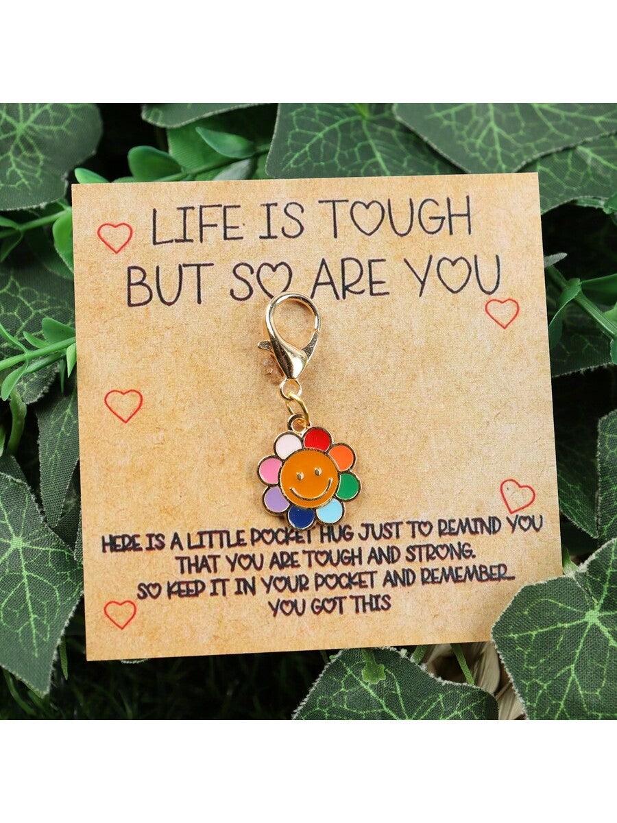 1/2pcs Sunflower Pocket Hug, Holiday Gift, Birthday Gift, Encouragement Note Cards, Unique Birthday, Back To School, Halloween, Christmas Gifts, Miss You Treasures, Thank You Keychain Gifts For Women Men Leaving Gifts Nurse Teacher Mentor