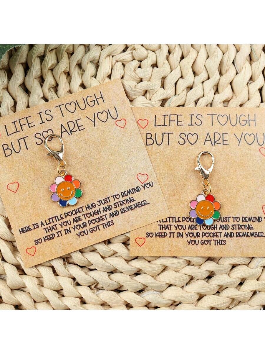 1/2pcs Sunflower Pocket Hug, Holiday Gift, Birthday Gift, Encouragement Note Cards, Unique Birthday, Back To School, Halloween, Christmas Gifts, Miss You Treasures, Thank You Keychain Gifts For Women Men Leaving Gifts Nurse Teacher Mentor