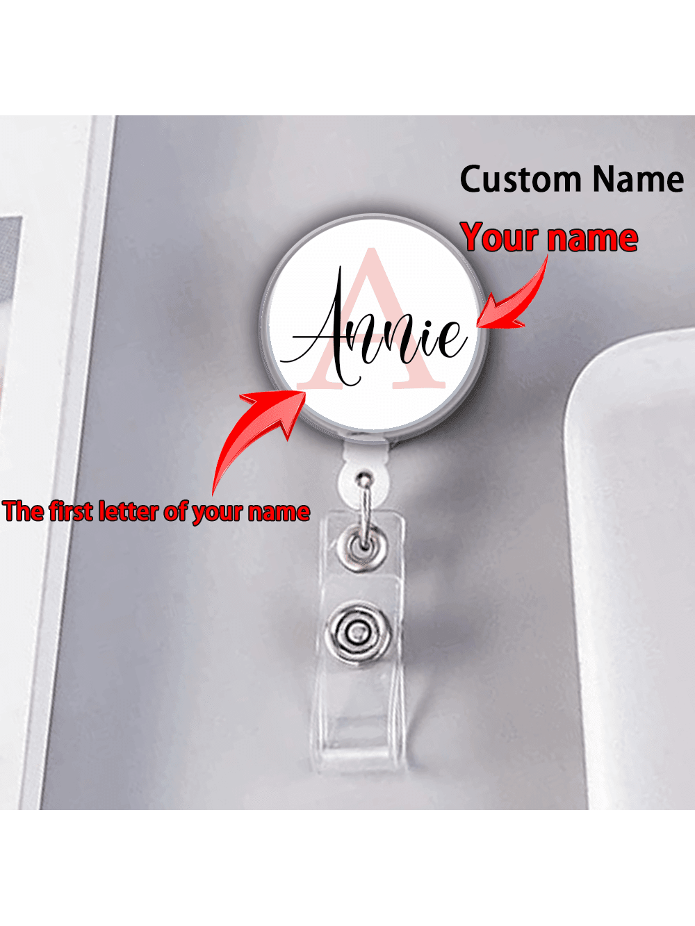 1pc/3pcs Custom Letter Acrylic Name Badge Clip, 4-Season Retractable Nurse ID Badge Holder, Mountaineering Clip ID Badge Reel, Personalized Badge Scroll For Staff