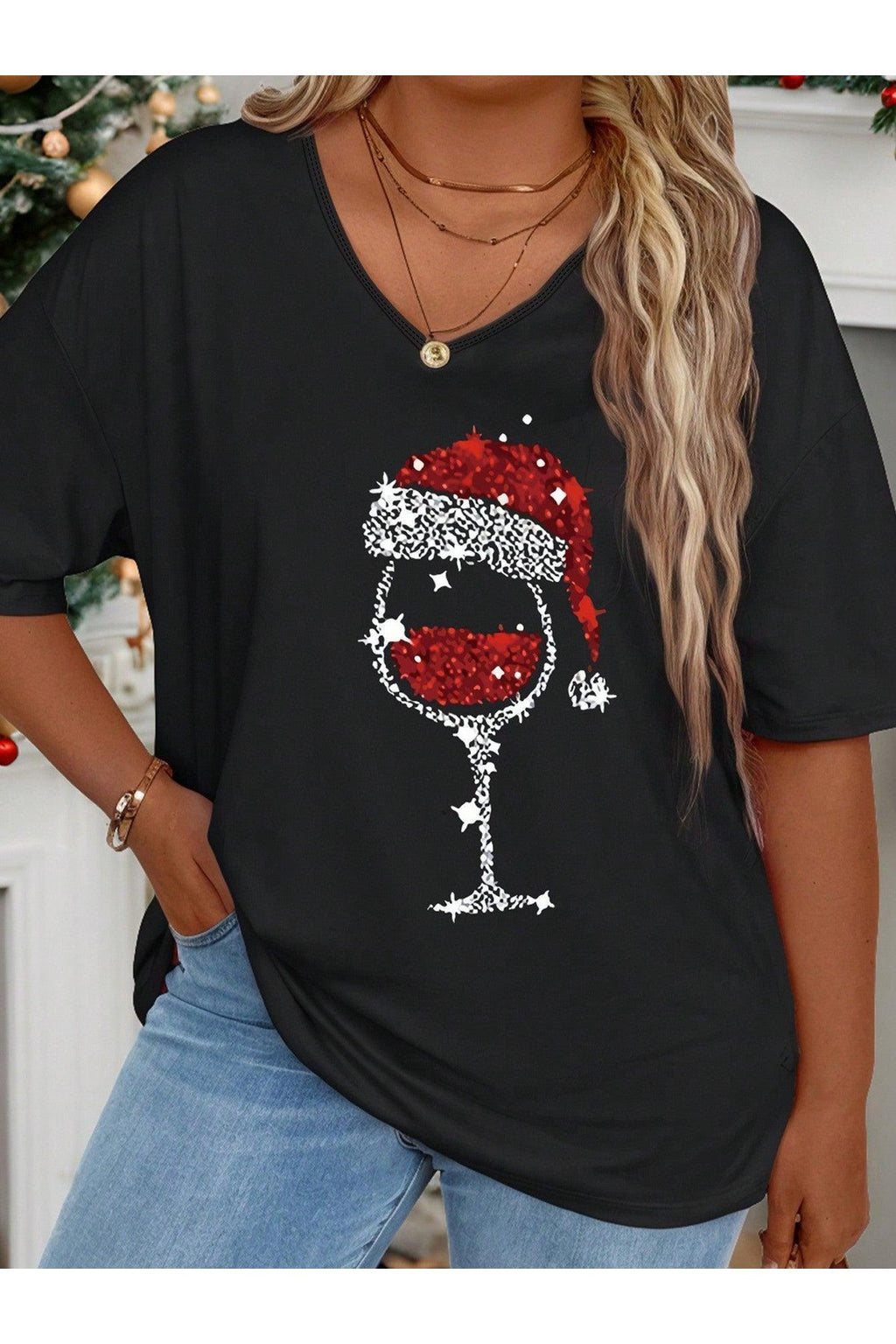 V-Neck Long Sleeve Fashion Wine Glass