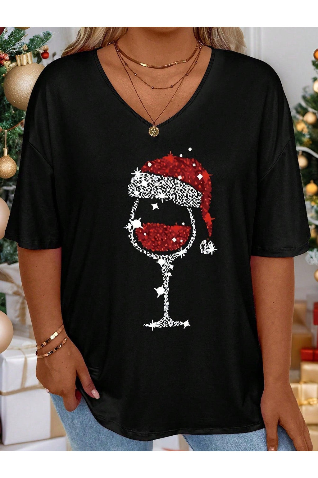 V-Neck Long Sleeve Fashion Wine Glass