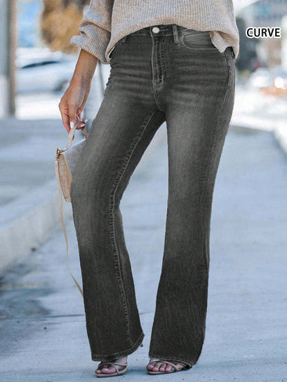 Women Plus Size Basic Simple Denim Jeans