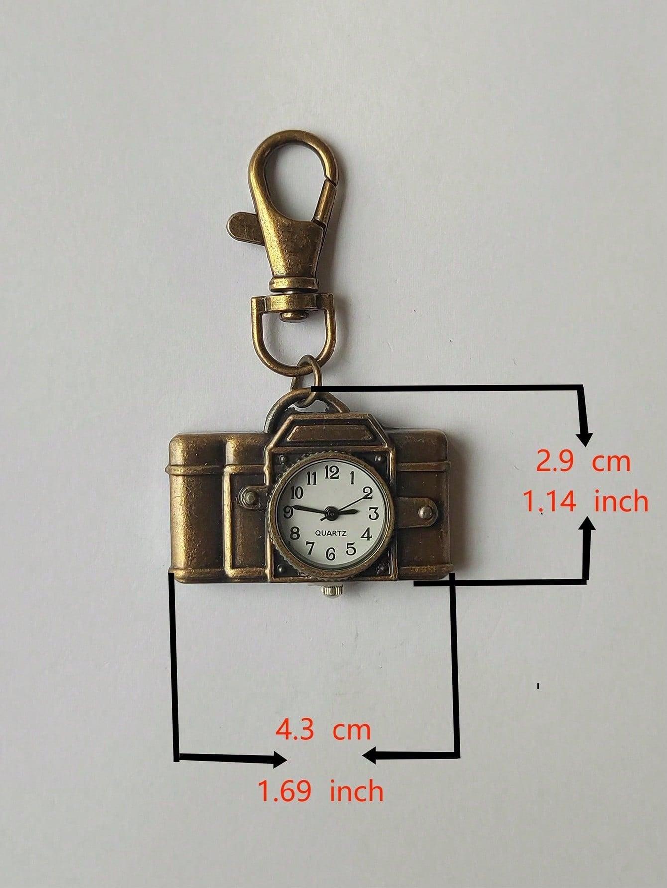 1pc Camera Shape Pocket Watch Vintage Bronze Keychain,Novelty Quartz Watch Keychain Pendant Bag Accessories Creative Gift Nurse Watch,Valentine'S Day Gifts,Gifts For Friends Key Chain Charms,Souvenir Gift For Xmas Birthday
