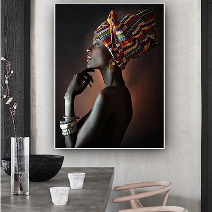 African woman model art deco painting - HEPSIBAH SHOP