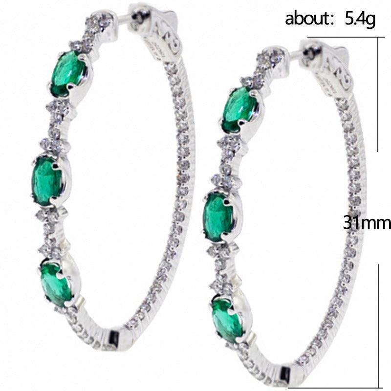 Green Zircon Big Circle Earrings - HEPSIBAH SHOP