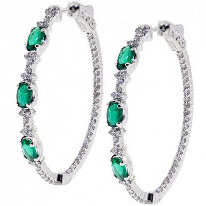 Green Zircon Big Circle Earrings - HEPSIBAH SHOP