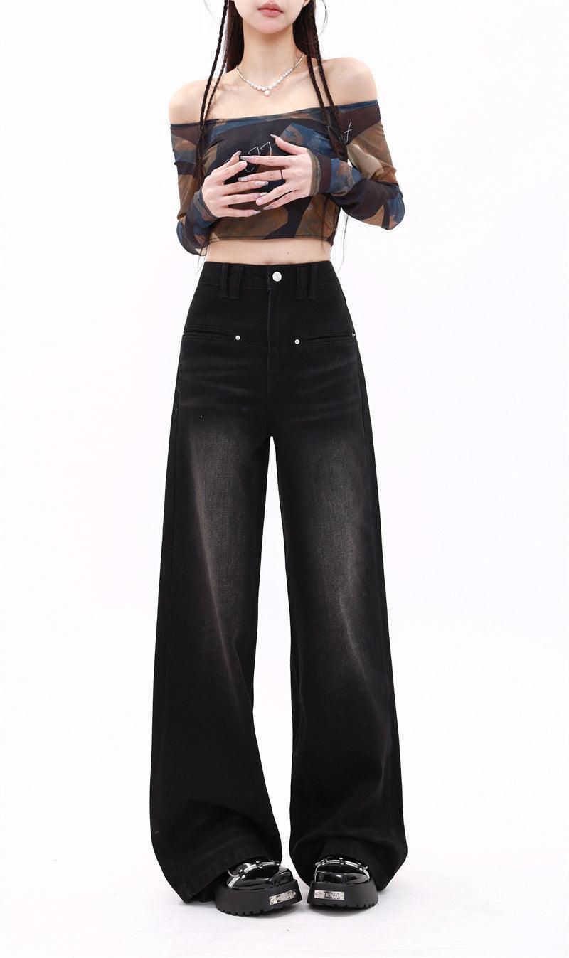 Retro Washed Straight Jeans For Women - HEPSIBAH SHOP