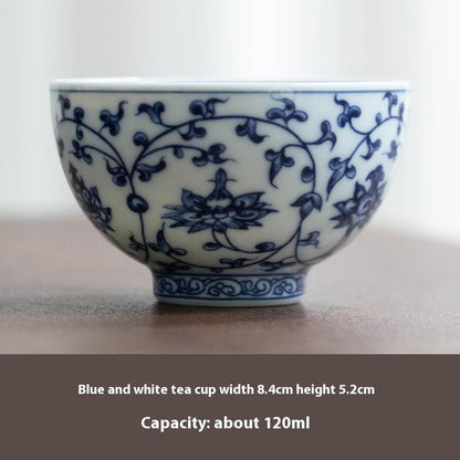 Office Blue And White Porcelain Tea Cup Kung Fu