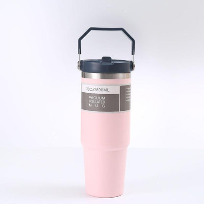 Portable Car Cup Stainless Steel Cup Travel Sports Water Bottle With Handle Cover Coffee Tumbler Cup - HEPSIBAH SHOP