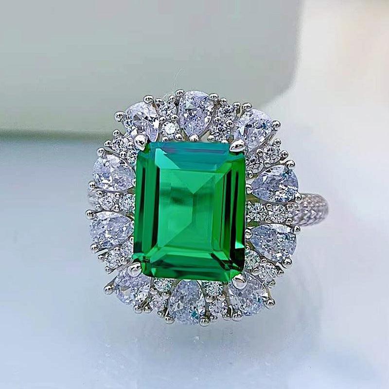 Women's Silver Emerald Rhinestone Ring - HEPSIBAH SHOP