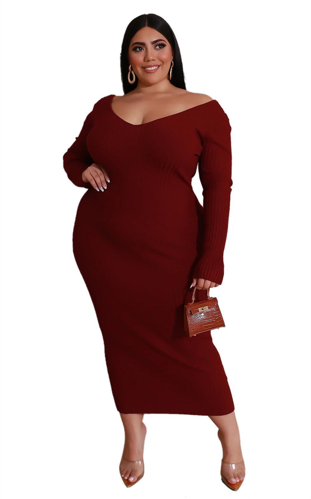 Plus size V-neck dress - HEPSIBAH SHOP