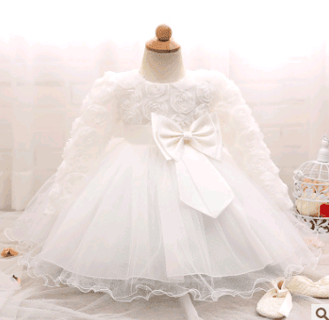 Long-sleeved girls children's wedding dress - HEPSIBAH SHOP