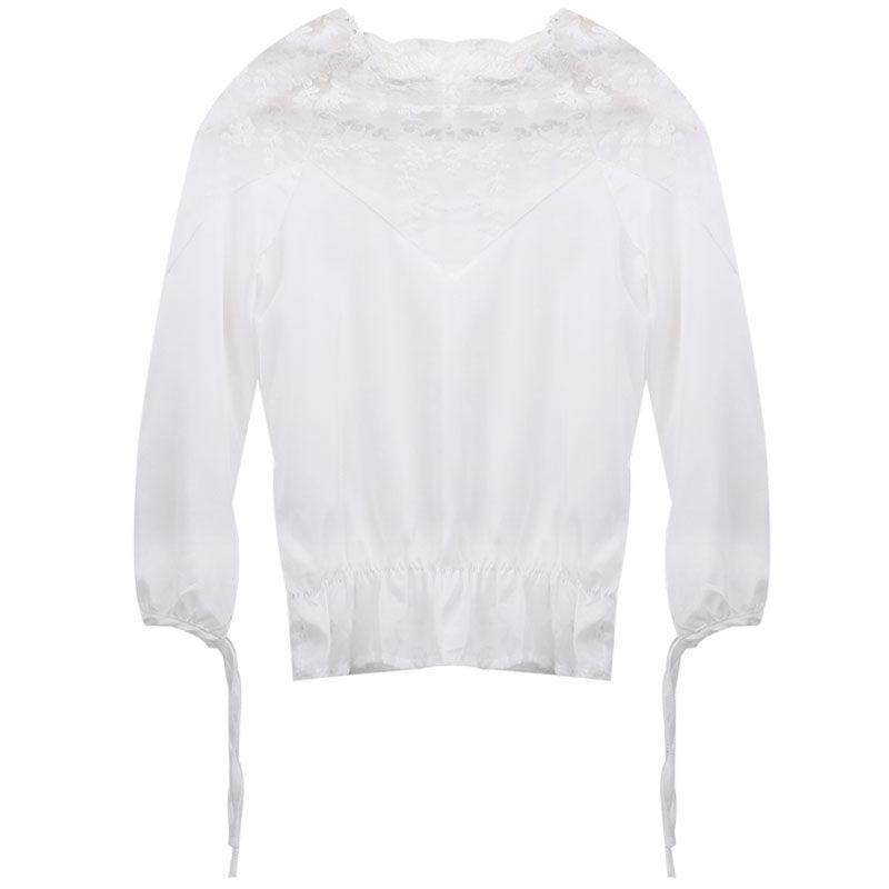 Loose stitching lace shirt - HEPSIBAH SHOP