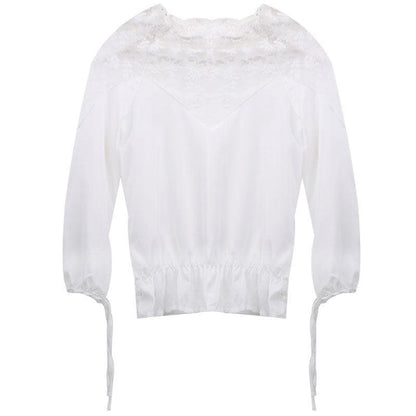 Loose stitching lace shirt - HEPSIBAH SHOP