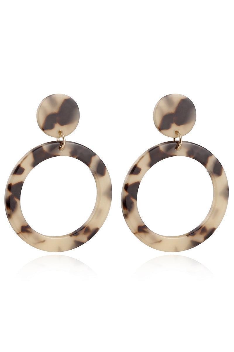 Leopard Earrings acrylic circle geometric Earrings - HEPSIBAH SHOP