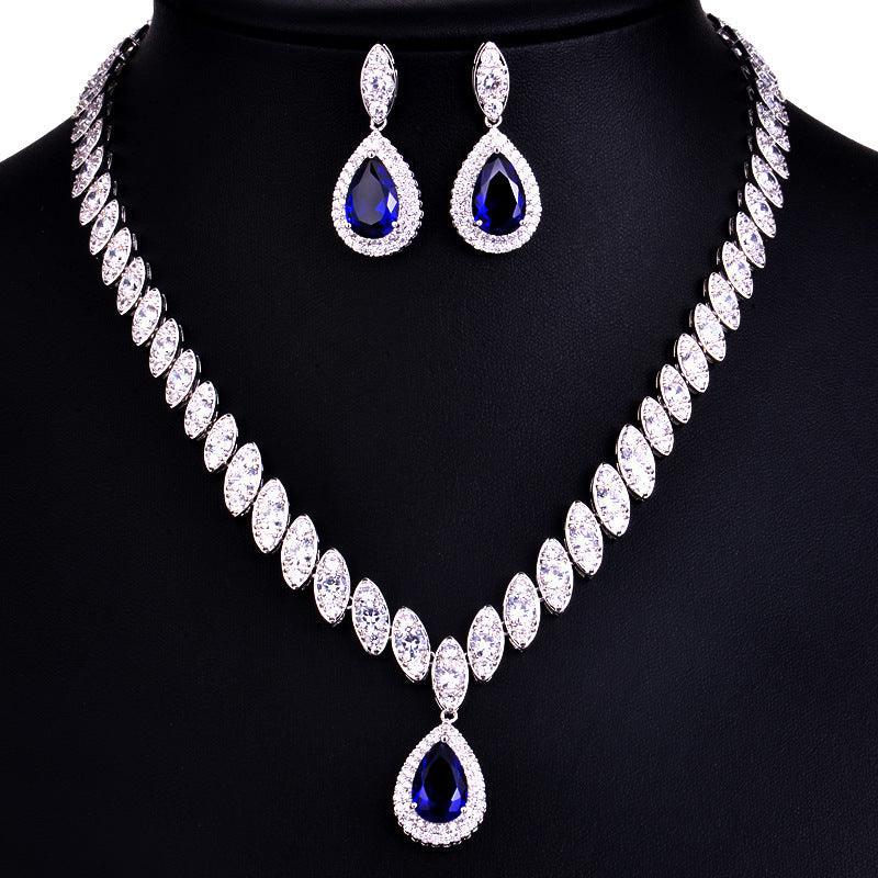 Korean Foreign Trade In Europe And America Two Piece AAA Zircon Jewelry Set