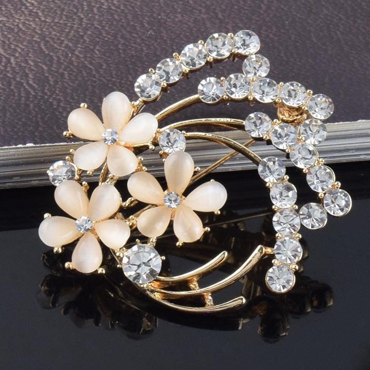High-end flower corsage opal vintage brooch - HEPSIBAH SHOP