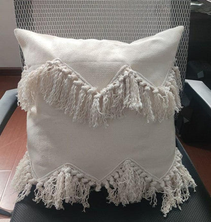 Moroccan style cotton tassel cushion pillow