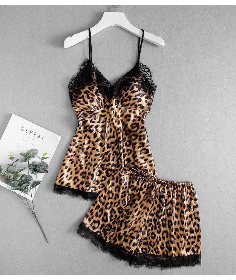 Ice Silk Leopard Print Pajamas Set - HEPSIBAH SHOP