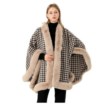 Tweed Shawl Scarf Cape Coat Women - HEPSIBAH SHOP